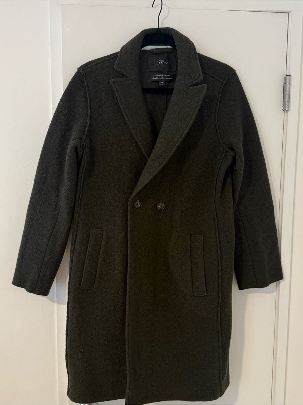 J. Crew Double-Breasted Wool Coat in Dark Olive